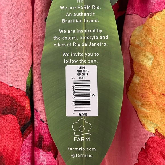 Farm Rio Mixed Chita Floral Print Midi Dress XS - Picture 6 of 6